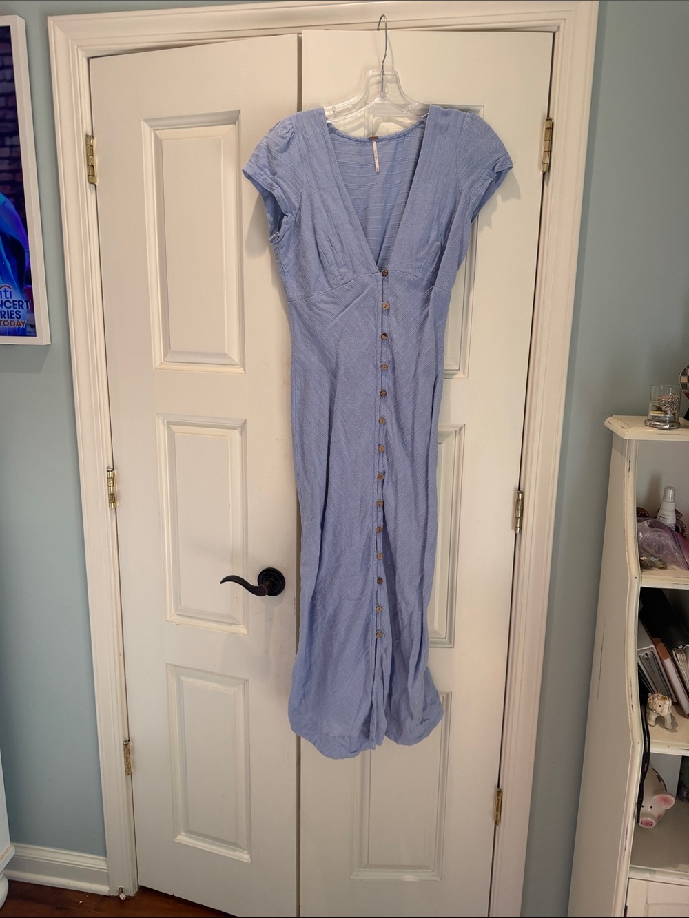Free People Light Blue Button-Down Maxi Dress